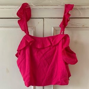 Hot pink ruffle top with zipper